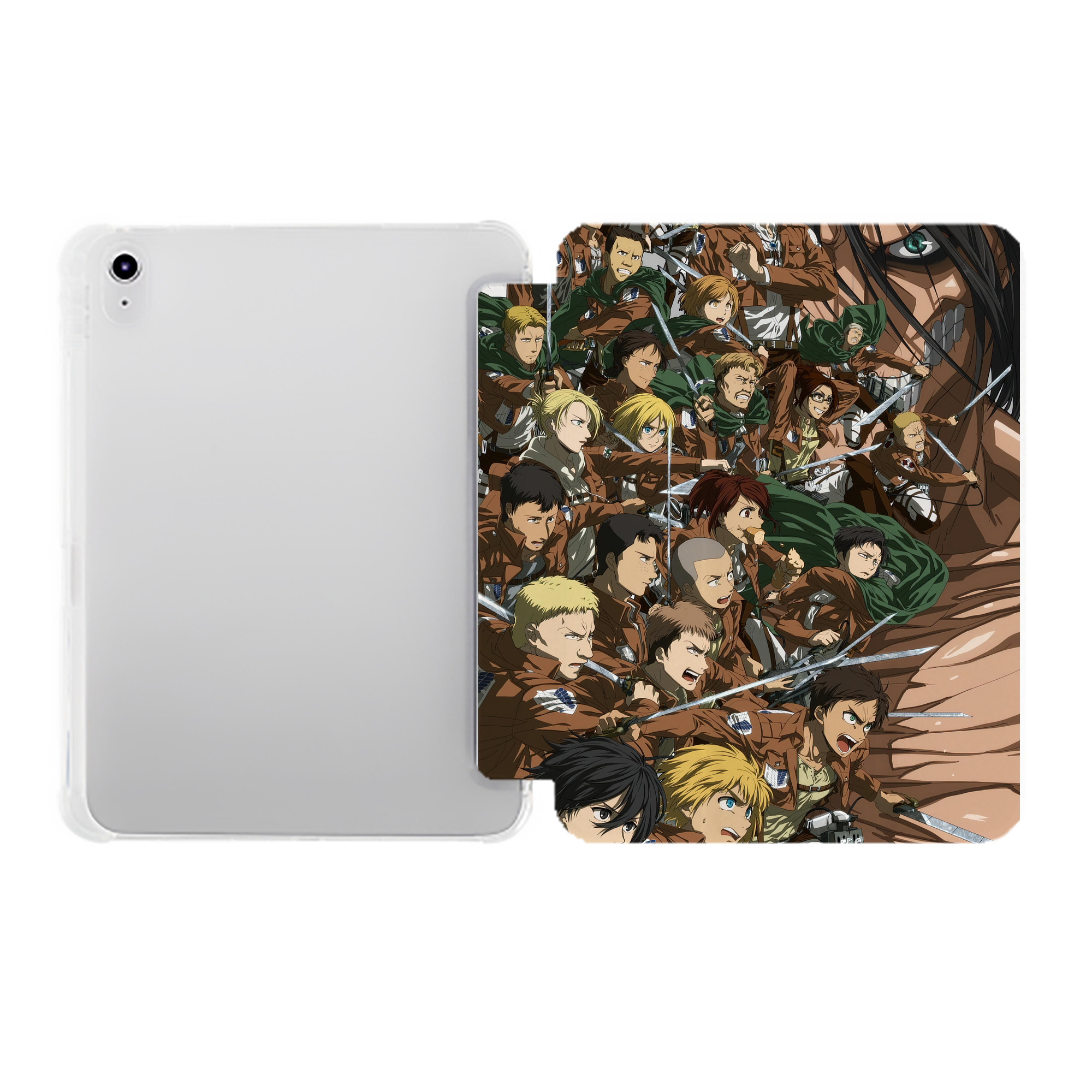 （画像用） 進撃の巨人 Attack on Titan IPad ケース ペン収納付き 三つ折りスタンド PUレザー×シリコン 対応機種9.5/10.5/10.9インチ